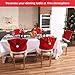 26 Pieces Christmas Santa Hat Covers, Include 6 Pieces Santa Hat Chair Covers Chair Back Covers and 20 Pieces Santa Hats Silverware Holders Wine Bottle Cover for Xmas Festive Party Table Decoration