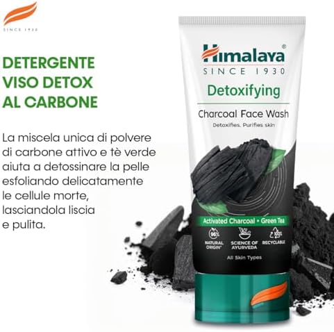 Detoxifying Charcoal Face Wash with the Goodness of Green Tea and Coconut Charcoal Powder, Removes Dirt and Purifies the Skin, Leaving It Clean and Refreshed - 150 ml