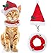 SCENEREAL Christmas Cat Costumes Santa Hats and Collar for Cats Small Dogs Tiny Pets X-mas Gifts