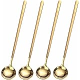 4 PCS 6.7 Inches Coffee Spoons, Stirring Spoons, Tea Spoons Long Handle, Gold Teaspoons, Gold Spoons, Ice Tea Spoons, Long Sp