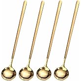 4 PCS 6.7 Inches Coffee Spoons, Stirring Spoons, Tea Spoons Long Handle, Teaspoons, Gold Spoons, Ice Tea Spoons, Long Spoons for Stirring, Espresso Spoons Stainless Steel