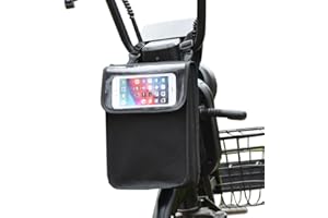SquEqu Electric Scooter Bag Storage Pouch Handlebar Attachement Large Capacity with Waterproof Phone Holder Pocket Front Hanging Bags Organizer for Bike Handle Bar eBike Motorcycle Bicycle Escooter