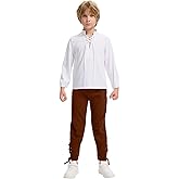 DARFULA Boys Medieval Pirate Shirt Ankle Pants Set Kids Viking Costume for Halloween Party Cosplay
