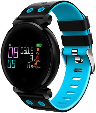 Waterproof Fitness Tracker - Hathcack Ai03 Super Long Standby Activity Monitor and Sleeping Management Heart Rate Monitor Pedometer SMS Calls Reminder Bluetooth Smart Wristband for IOS/Android - blue