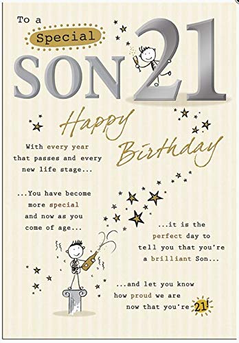 Biglietti D Auguri Cancelleria E Prodotti Per Ufficio Splendido Lingua Inglese Biglietto Di Auguri Per I 21 Anni Con Scritta To A Special Son