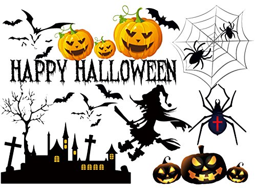 TOTOMO Halloween Wall Window Decals Stickers Cling Decorations for Indoor Party Decor Black Bats Witches W204