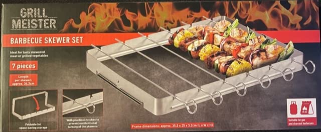 Barbecue Skewers and Rack Set, 6Pack Stainless Steel