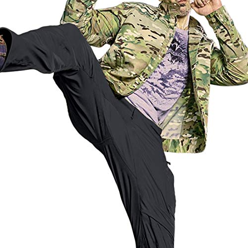 HARD LAND Men's Waterproof Tactical Pants Lightweight Work Cargo Pants with Elastic Waist BDU