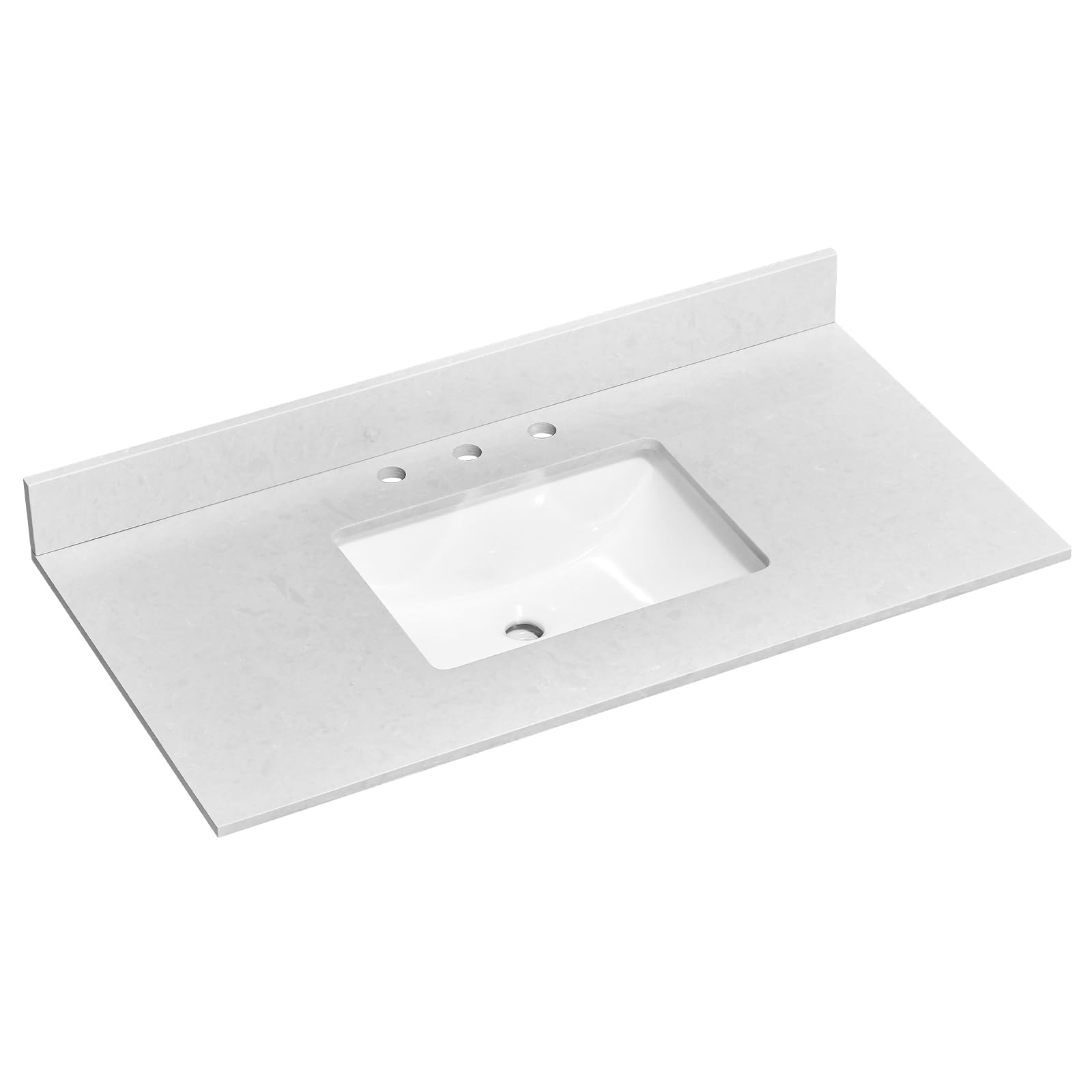 Photo 1 of LOCALAND Gray Vanity Sink Top, 42 Inch Engineered Stone Vanity Top with Sink, 8 Inch Widespread Faucet Holes with Center Sink Countertop, Modern Vanity Top with 4” Height Backsplash