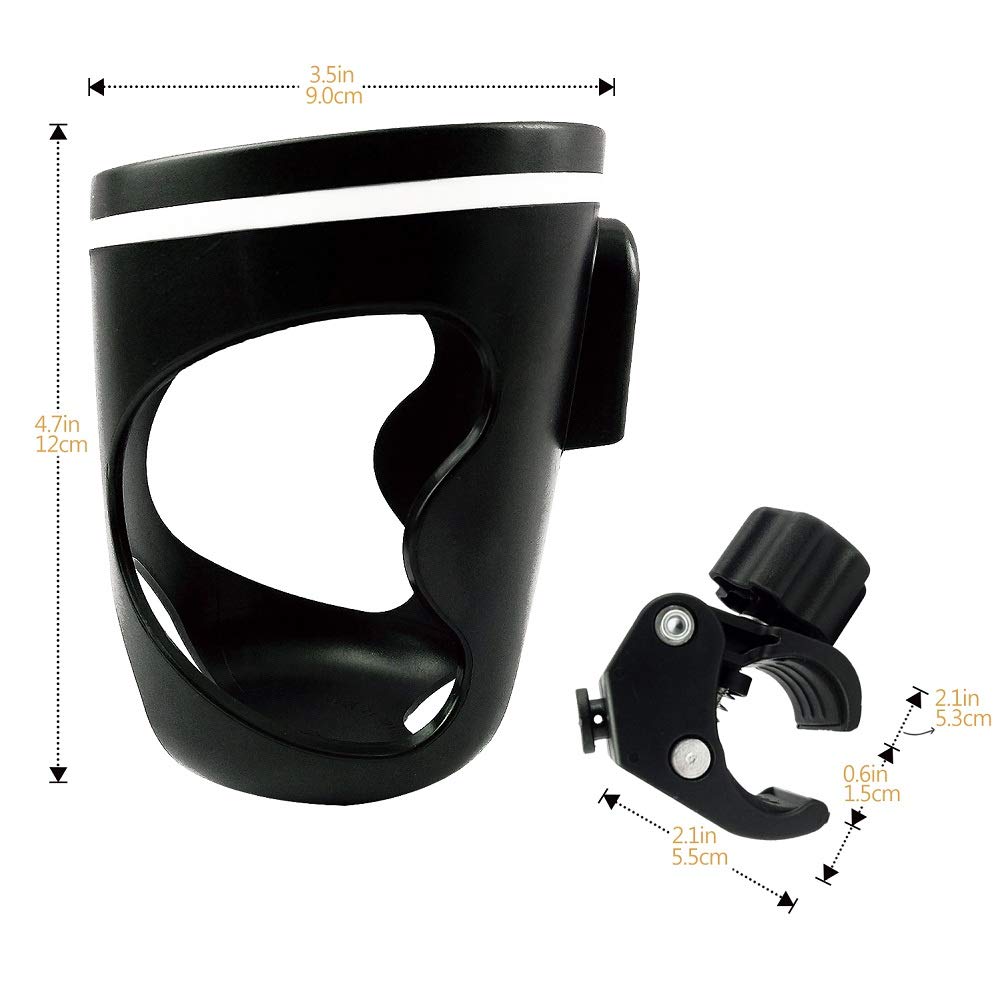 Pack of 2 Stroller Drink Holders, Universal Cup Holder for Bikes, Wheelchairs and Trolleys with 360-degree Rotation: Baby