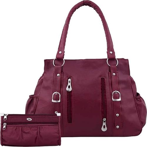 Bellina Womens Handbag in Premium maroon color Shoulder bag and wallet for women