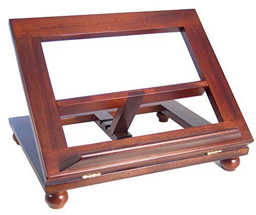 Shalom Dark mahogany wood bible book stand 10" by 8" adjustable table top