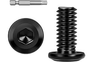 KVOHLUM 30 PCS M6 x 16mm Flat Head Socket Cap Screws Bolts, Flat Round Head Furniture Allen Bolts, Stainless Steel 304, Black Coating, Screwdriver Bit Included