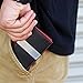 F&H Minimalist Slim Leather Wallet Money Clip Holds 8 Cards (Black/Red)