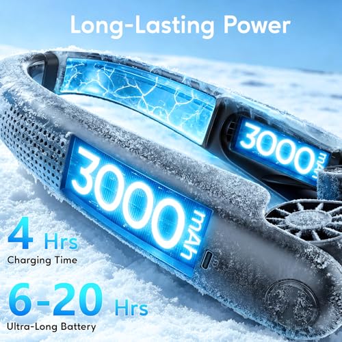 Yannovus Portable Neck Fan with Cooling Plates, 6000mAh Neck Fans Rechargeable with 1-100 Speed Control, Bladeless Cooling Fan with Digital Display, Adjustable Air Outlets for Travel Outdoor