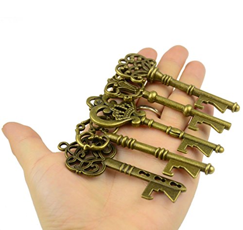 image for Makhry Wedding Favor Gift Set Mixed 15 Extra Large Skeleton Key Bottle