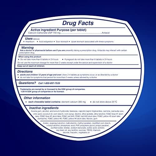 TUMS CHEWY BITES ANTACID TABLETS FOR CHEWABLE HEARTBURN RELIEF AND ACID INDIGESTION RELIEF, ASSORTED BERRIES – 60 COUNT