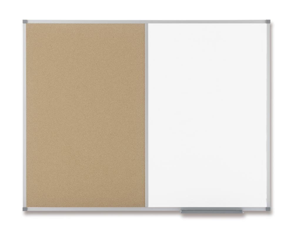 Nobo Classic Combination Board Drywipe and Cork with Aluminium Frame - W900 x H600 mm, White/Cork