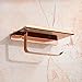 Beelee SUS 304 Stainless Steel Wall Mount Toilet Paper Holder, SUS304 Stainless Steel Bathroom Tissue Holder with Mobile Phone Storage Shelf, Rose Golden