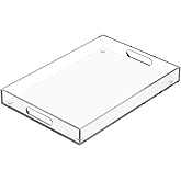 Collwait Acrylic Serving Tray with Handles, Extra Large Rectangular Tray for Serving Food, Drinks, Snacks and Appetizer, Outdoor Lucite & Coffee Table Trays, Acrylic Makeup Organizer 12" × 20"