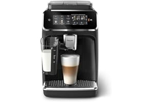 Philips 3300 Series Fully Automatic Espresso Machine with LatteGo Milk System and integrated grinder, 6 Hot & Iced Coffee Pre-Sets, 40% Quieter SilentBrew, 15-Bar Pressure, Glossy Black (EP3341/50)