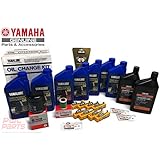 YAMAHA OEM F300 F350 V8 5.3L 2008+ Oil Change 10W30 FC 4M Lower Unit HD Gear Lube Drain Fill Gaskets NGK Spark Plugs LFR6A-11 Primary Fuel Filter Maintenance Kit