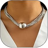 YOOESTORES82 Gold Chunky Bead Choker Adjustable Necklace for Women,Trendy Bohemia Short Chains Choker Statement Necklace Jewelry for Gifts Prom Party