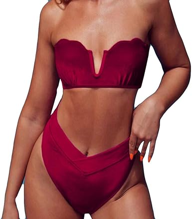 red tube top bathing suit