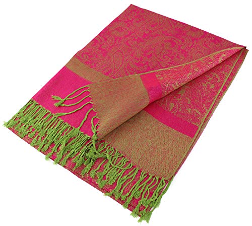 Paskmlna Paisley Jacquard Pashmina Shawl Wrap Scarf Stole (Hotpink018127)