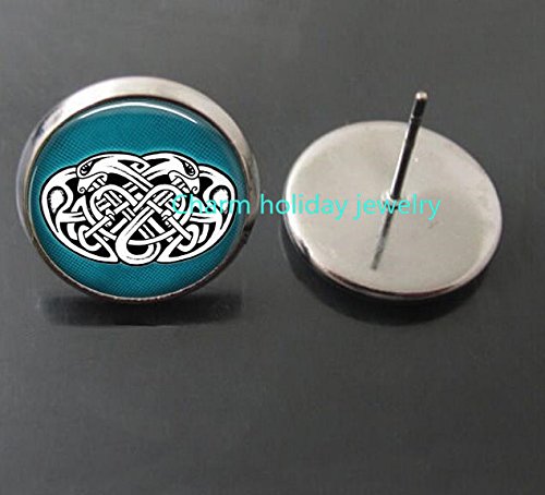 Blue triquetra stud earrings, Triquetra earrings, Triquetra jewelry, Celtic triangle Celtic knot earrings, Celtic earrings, Trinity Symbol
