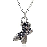 EnCharmed Sterling Silver Ballet Pointe Shoes Charm Necklace, Ballerina Dance Slipper Pendant Jewelry, 18"