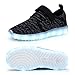 Denater Breathable LED Light Up Shoes With Remote Flashing Sneakers for Kids Boys Girls (28/11M US Little Kid, A-black)