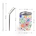 Insulated Wine Tumbler with Lid and Straw,2 Pack 12oz Leak Proof Stainless Steel Wine Glasses Cup,Unbreakable Stemless Water Coffee Mug for All Drinks,Birthday Christmas Gifts (Sunflower)