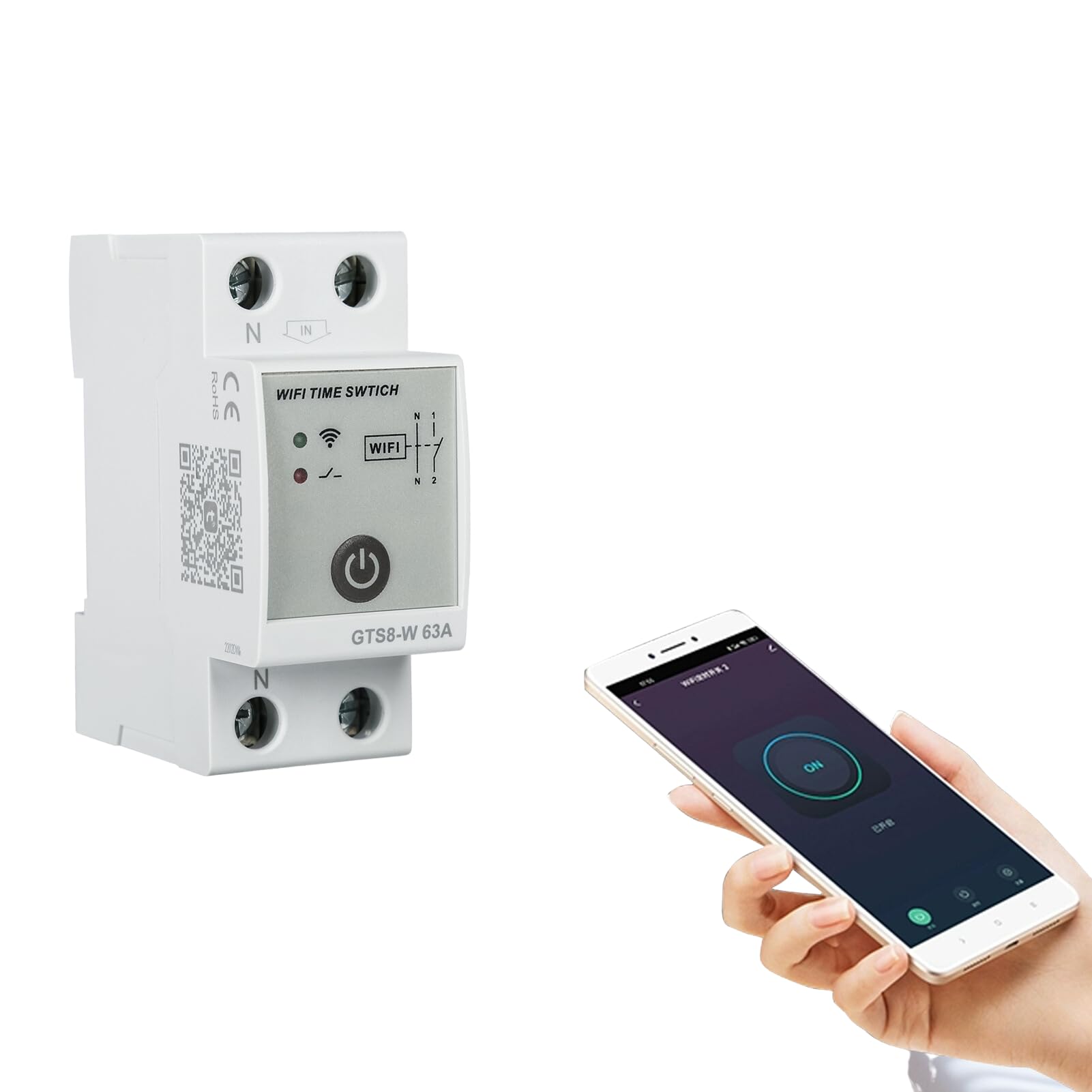 Jadeshay WiFi Smart Switch Home Intelligent Circuit Breaker Timing Relay Mobile Phone Remote Control Timer Switch for Smart Home Household Appliances,35mm DIN Rail Mounting 63A