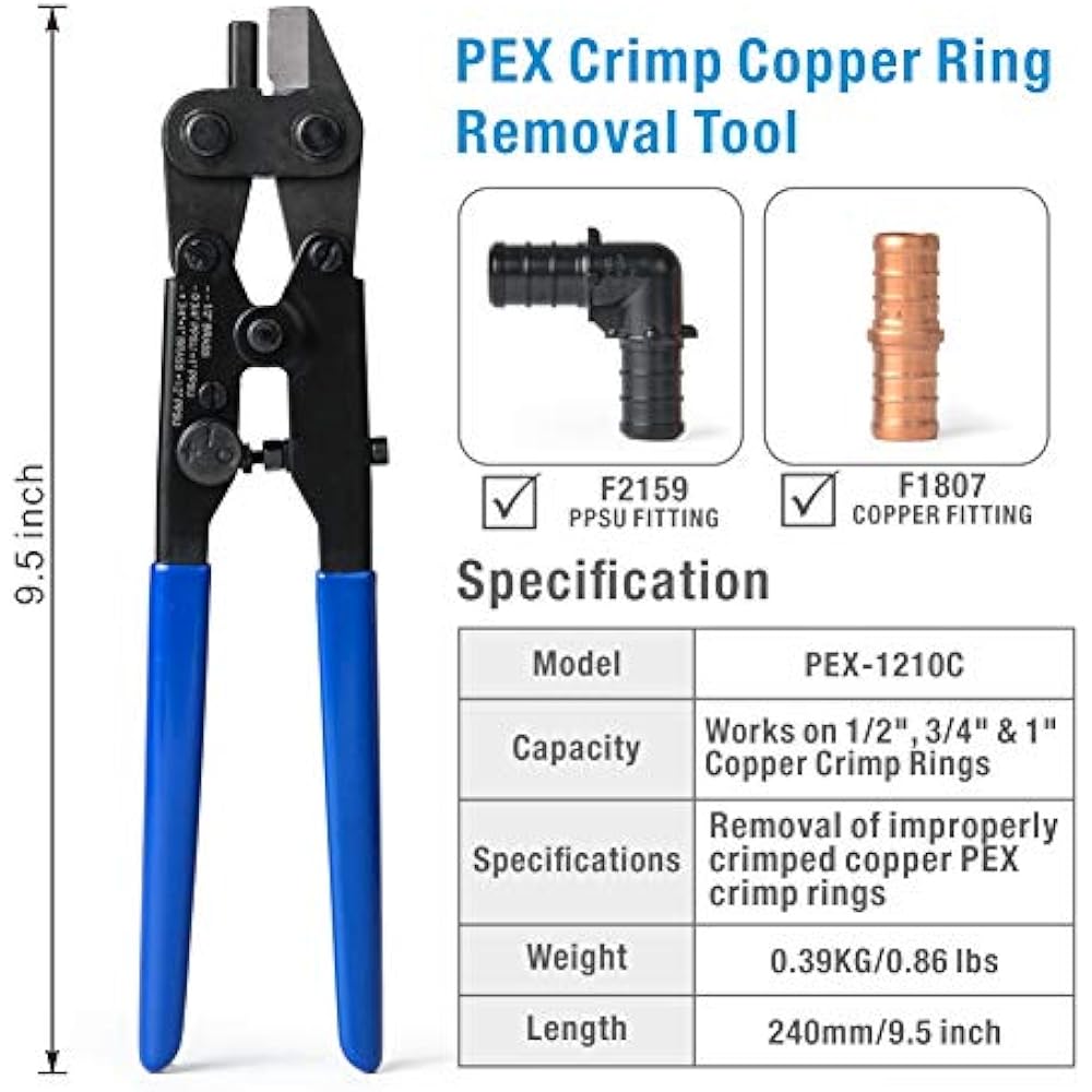 PEX1210C Crimp Ring Removal Tool For 1/2Inch, 3/4Inch, 1Inch F1807