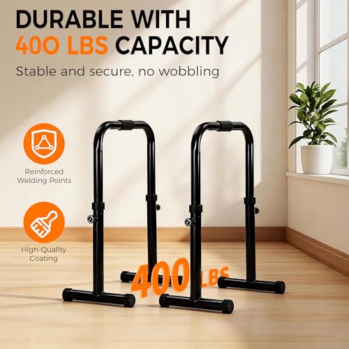 Heavy Duty Adjustable Height & Portable Multifunction Dip Stand Fitness Bar With Safety Connector for Home Training dip Bar Station, Body Press Bar, Perfect for Dips, Pull-Ups, Push-Ups