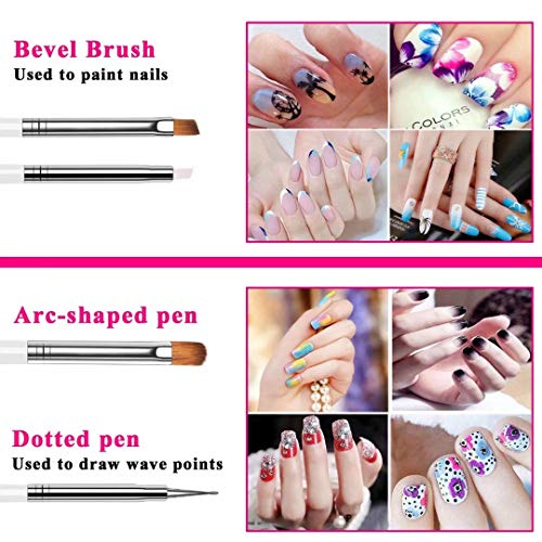 Nail Art supplies, JOYJULY 30 Striping tape & 15pcs nail art Brushes Set & 5pcs Dotting Pen & 3pcs 3D nail art Rhinestones Nail Art Kit tools accessories Decoration Diamond foil - Thumbnail 2