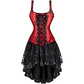Corset Dress Plus Size Steampunk Corset Skirt Set Renaissance Gothic Bustier Halloween Costumes