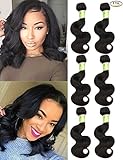 Golden Rule 8A Brazilian Human Virgin Hair Body Wave 6 Bundles Human Hair Weft (10 10 10 10 10 10) 100% Unprocessed Human Hair Bundles Extensions 50g/pcs Dark Black