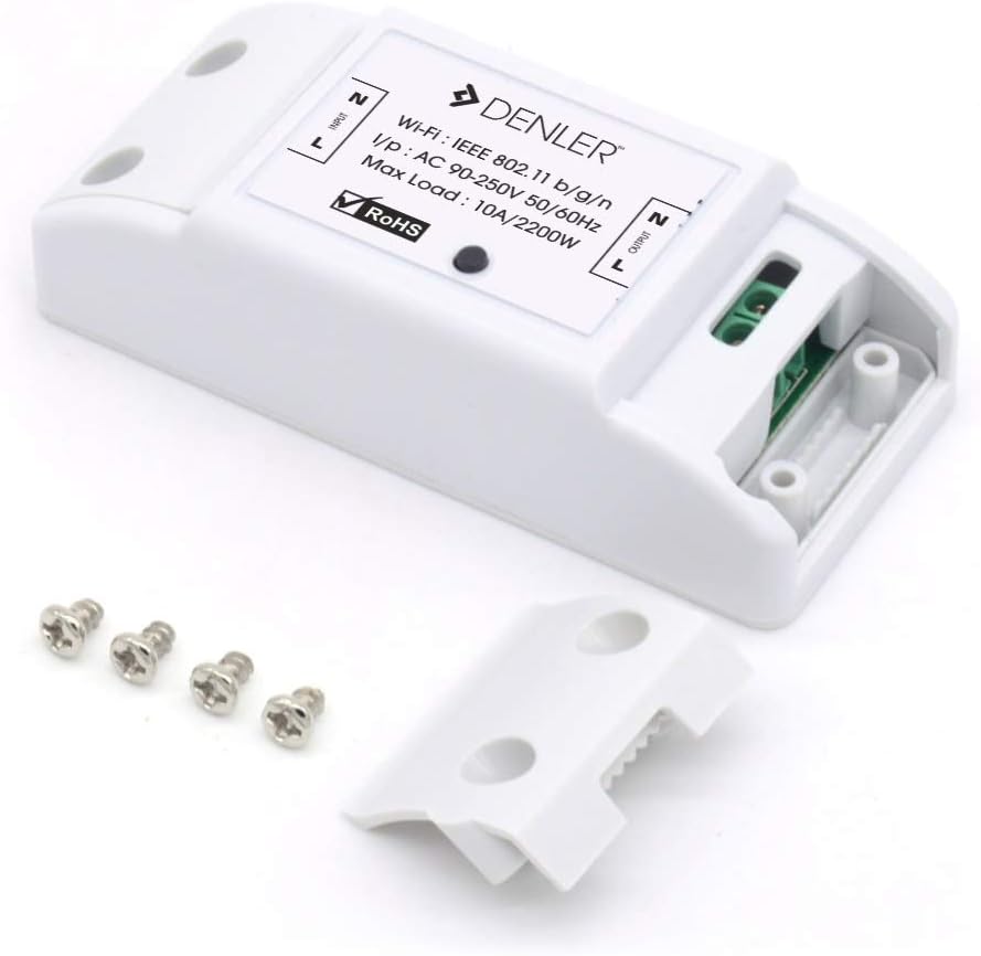 Denler WiFi Switch Works with Mobile App, Voice Control, Amazon Echo Alexa, Google Home, Control Light, Fan or Any Home Appliances 2200W,