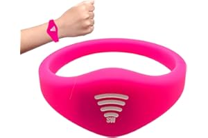 SHAREWEAR Smart Bands for Kids if Lost, Child Safety ID Wristband, NFC bracelet for Children, Smart Medical ID Band, Lost Kids ID Bracelet, Disney Essentials, Child ID Bracelet for Disney Waterproof (Neon Pink)