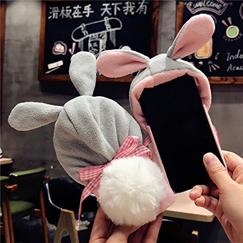 BLACKTIE ECOM Fluffy Lazy Rabbit Ball with Hat Animal Phone Case for Girls