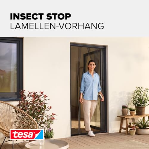 INSECT STOP Lamellen Vorhang - Fliegenvorhang - 4-teiliger Insektenschutzvorhang - Moskitonetz für Türen - ohne Bohren, mit Klettverschluss - 95 x 220 cm - Weiß (leichter Sichtschutz)