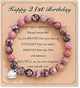 HGDEER 21st Birthday Gifts, Natural Stone Heart Bracelets for Friends Sister Girls Women