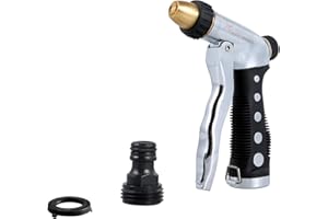 M PLUS Garden Hose Nozzle Spray Nozzle Hand Sprayer Heavy Duty Metal Brass Head High Pressure Quick Connector Flow Control Ad