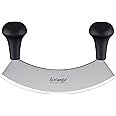 triangle Mincing Knife - 7” Stainless Steel Curved Blade - Mezzaluna Knife & Pizza Cutter - Ergonomic Beechwood Handles - Made in Germany