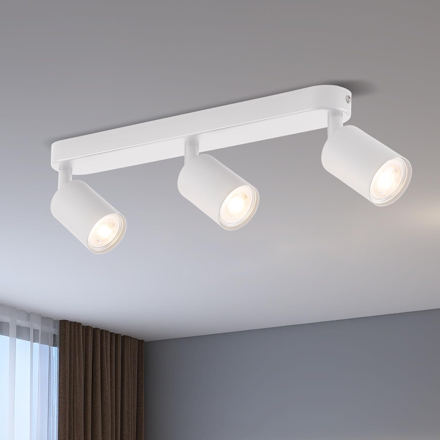 ANWIO GU10 Spotlight Ceiling Lights,3 Way Bedroom Kitchen Light Ceilings,Hallway Ceiling Light Fitting,White Spot Lights Bar Indoor Adjustable Spot Lights Lamp(EUS-NO Bulbs) — image 1