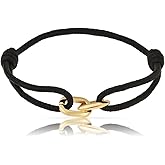 Made by Nami Nautical Bracelets for Men Adjustable and Waterproof Rope Bracelet for Men with Stainless Steel Charm Gift for Him (Black Gold)