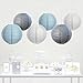 Andaz Press Hanging Paper Lantern Party Decor Trio Kit with Free Party Sign, White, Baby Blue, Gray, 6-Pack, for Elephant Boy Baby Shower Baptism Decorations