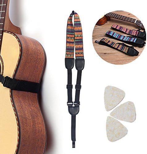 Easeicon Adjustable Button-Free Ukulele Strap Belt Tropical Rainforest [Extra Comfortable Design] UKE Neck Sling + 3 Felt Picks - Ideal for Hawaiian Ukelele(Baritone Tenor Concert Soprano) (Orange)